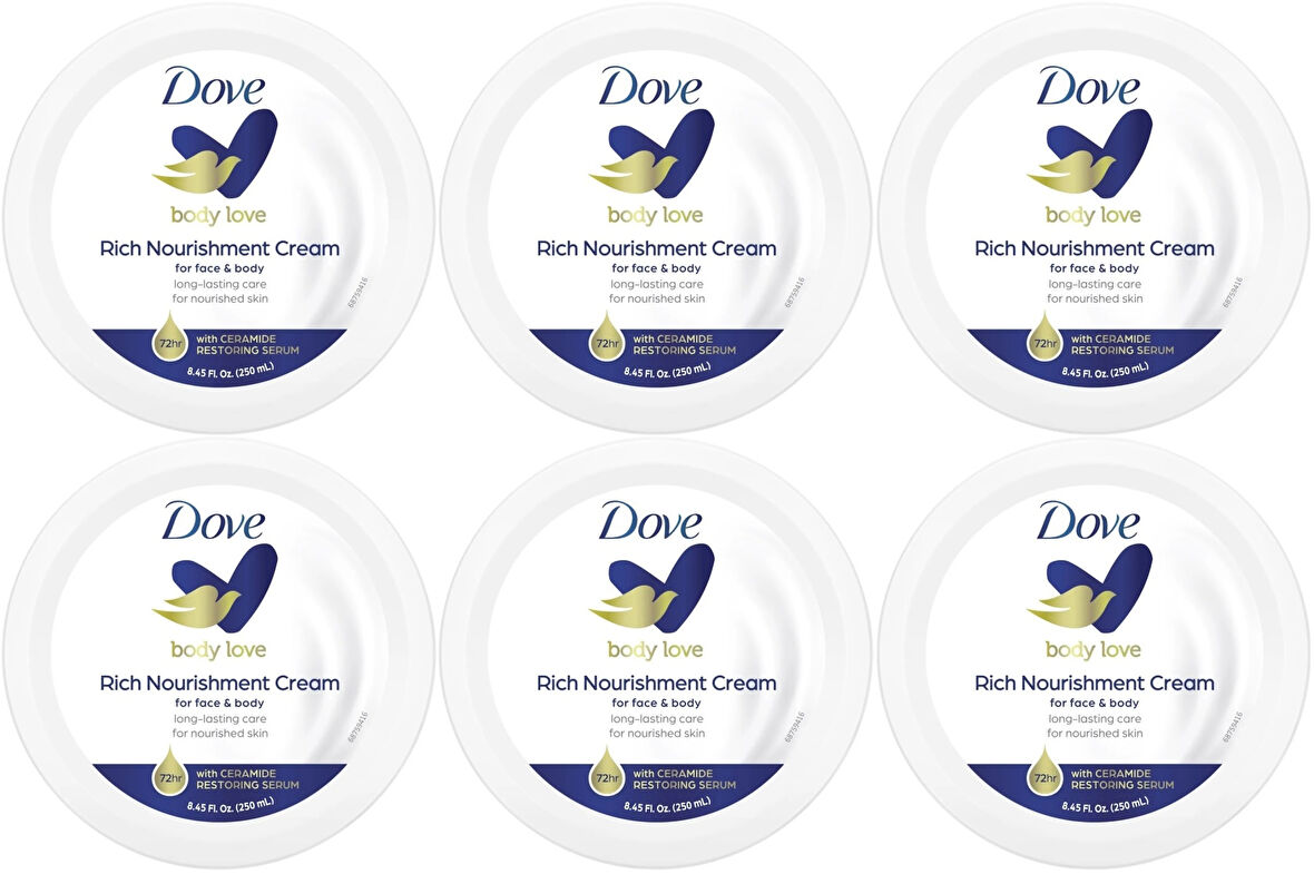 Dove Besleyici El ve Vücut Bakım Kremi 250ML Rich Nourishment Cream (Mavi) (6 Lı Set)