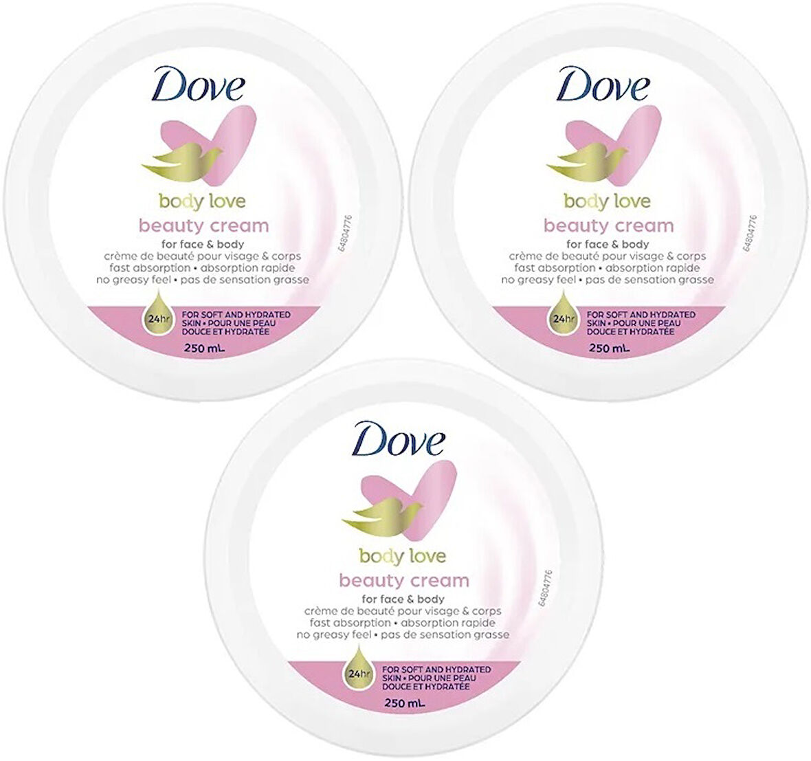 Dove Besleyici El ve Vücut Bakım Kremi 250ML Beauty Cream (Pembe) (3 Lü Set)