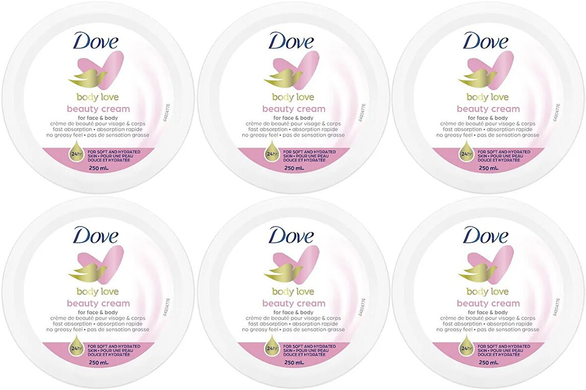 Dove Besleyici El ve Vücut Bakım Kremi 250ML Beauty Cream (Pembe) (6 Lı Set)