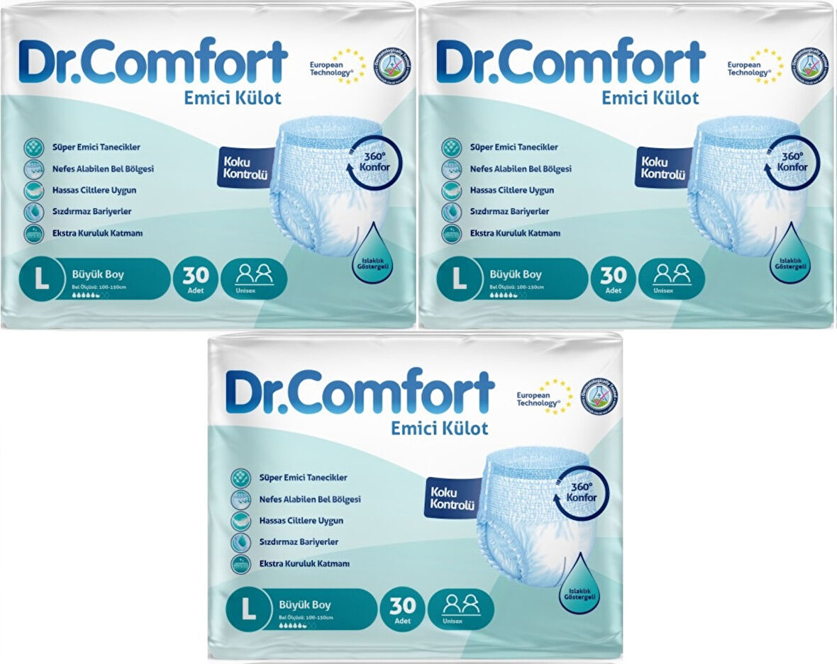 Dr.Comfort Hasta Bezi Yetişkin Emici Külot L-Büyük 90 Adet (3Pk*30)