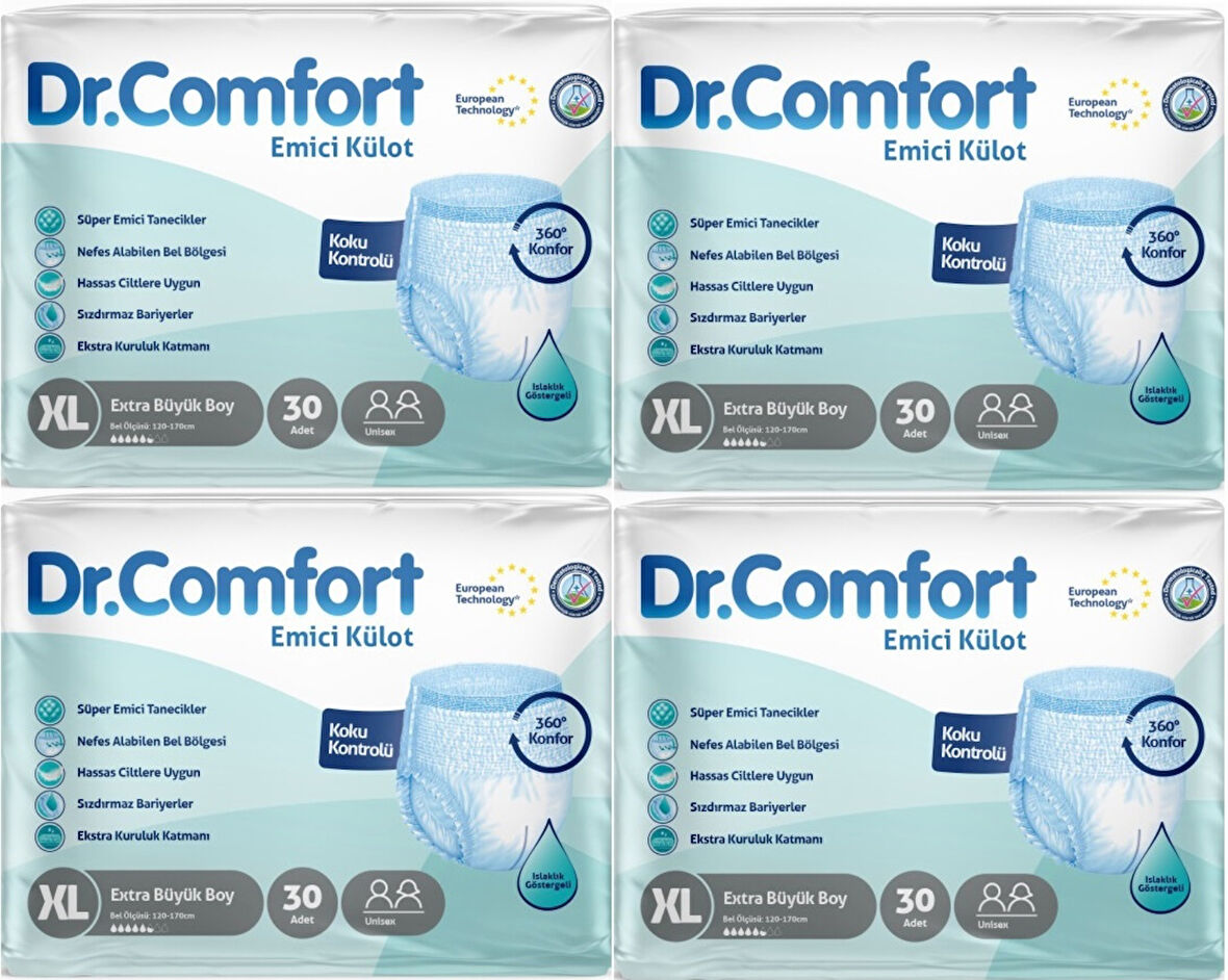 Dr.Comfort Hasta Bezi Yetişkin Emici Külot Ekstra Büyük (XL) 120 Adet (4Pk*30)