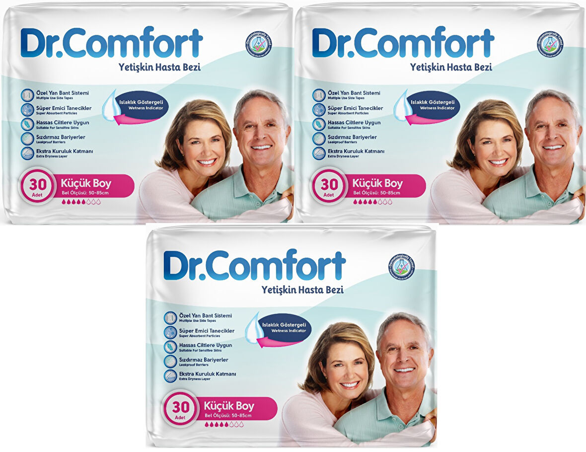 Dr.Comfort Yetişkin Hasta Bezi Bel Bantlı Tekstil Yüzeyli S - Küçük - Small 90 Adet (3PK*30)