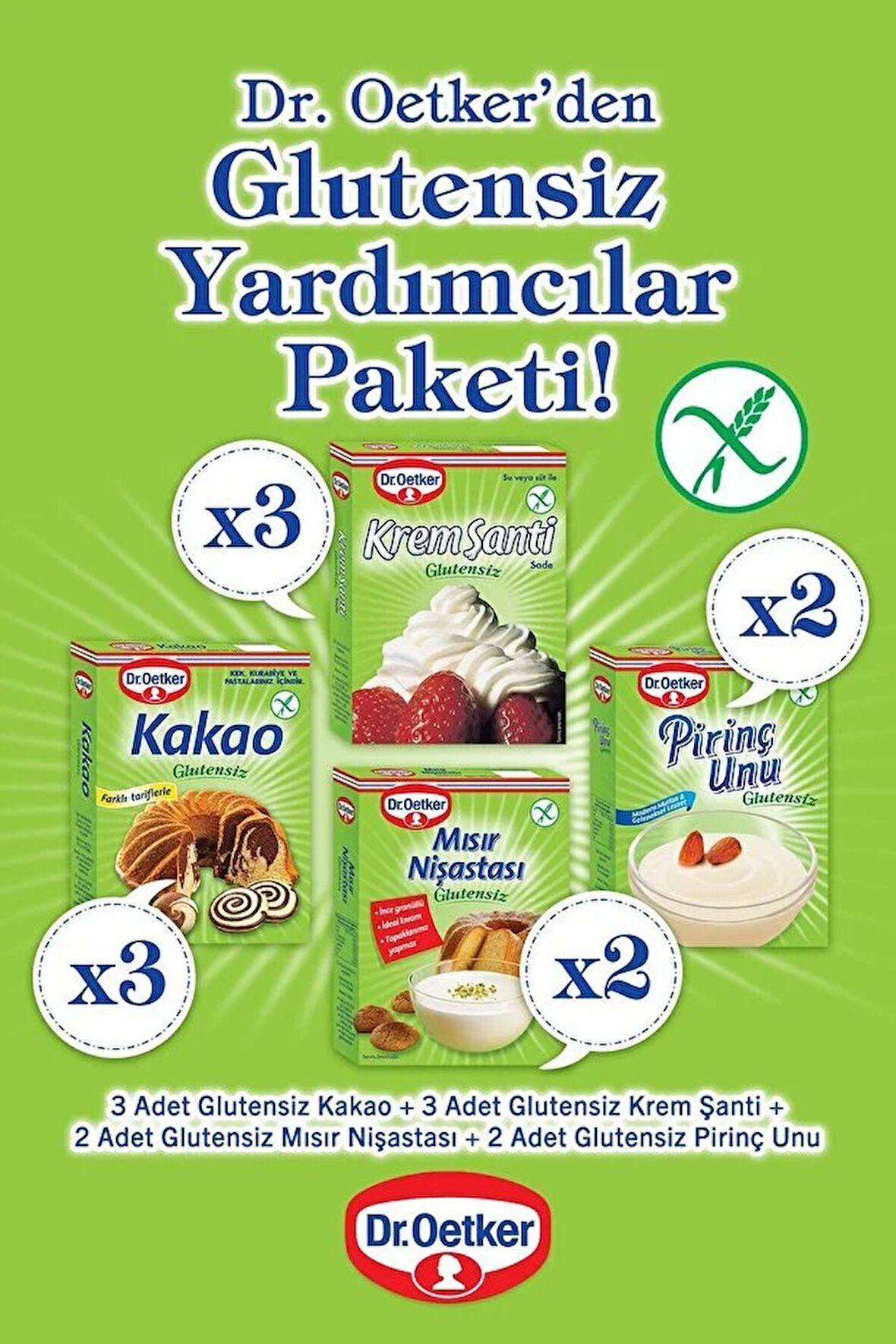 Dr. Oetker Glutensiz Avantaj Paketi Karma Set (4 Çeşit - 10 Parça)