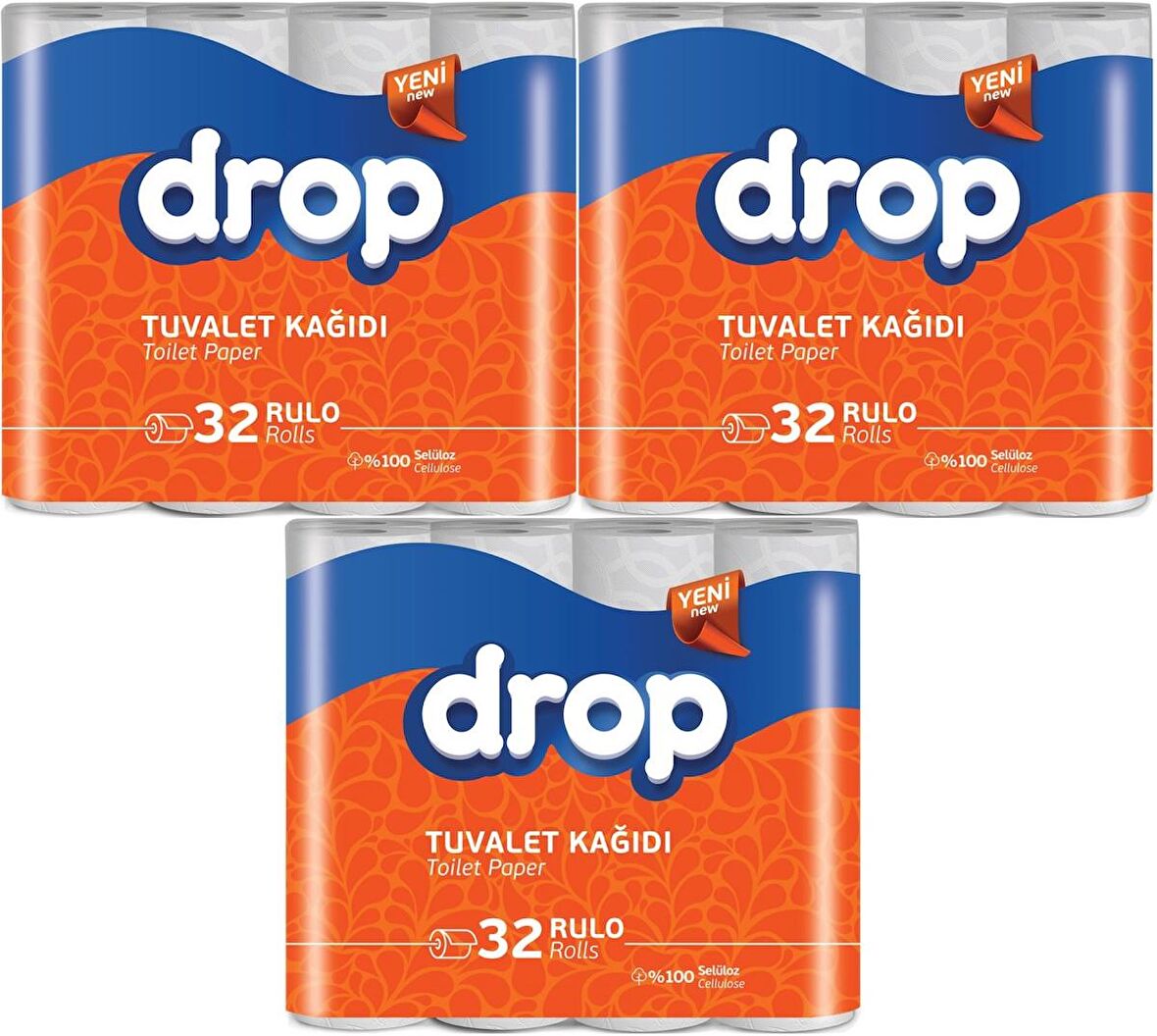 Drop Tuvalet Kağıdı Çift Katlı 96 Lı Paket (3PK*32)