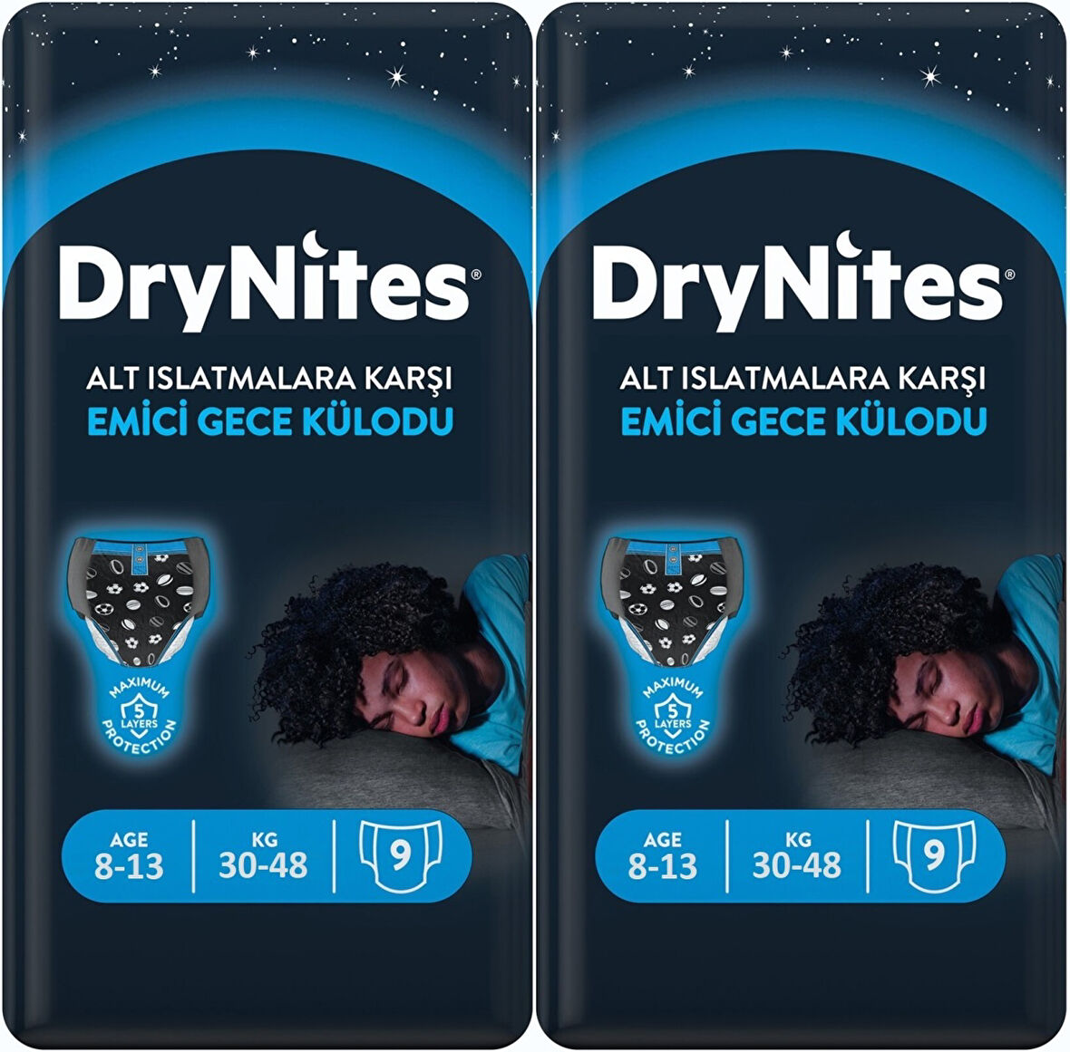Drynites Emici Gece Külodu/Külot Bez Erkek 8-13 Yaş 30-48KG Large 18 Adet 2PK*9 AltIslatmalara Karşı