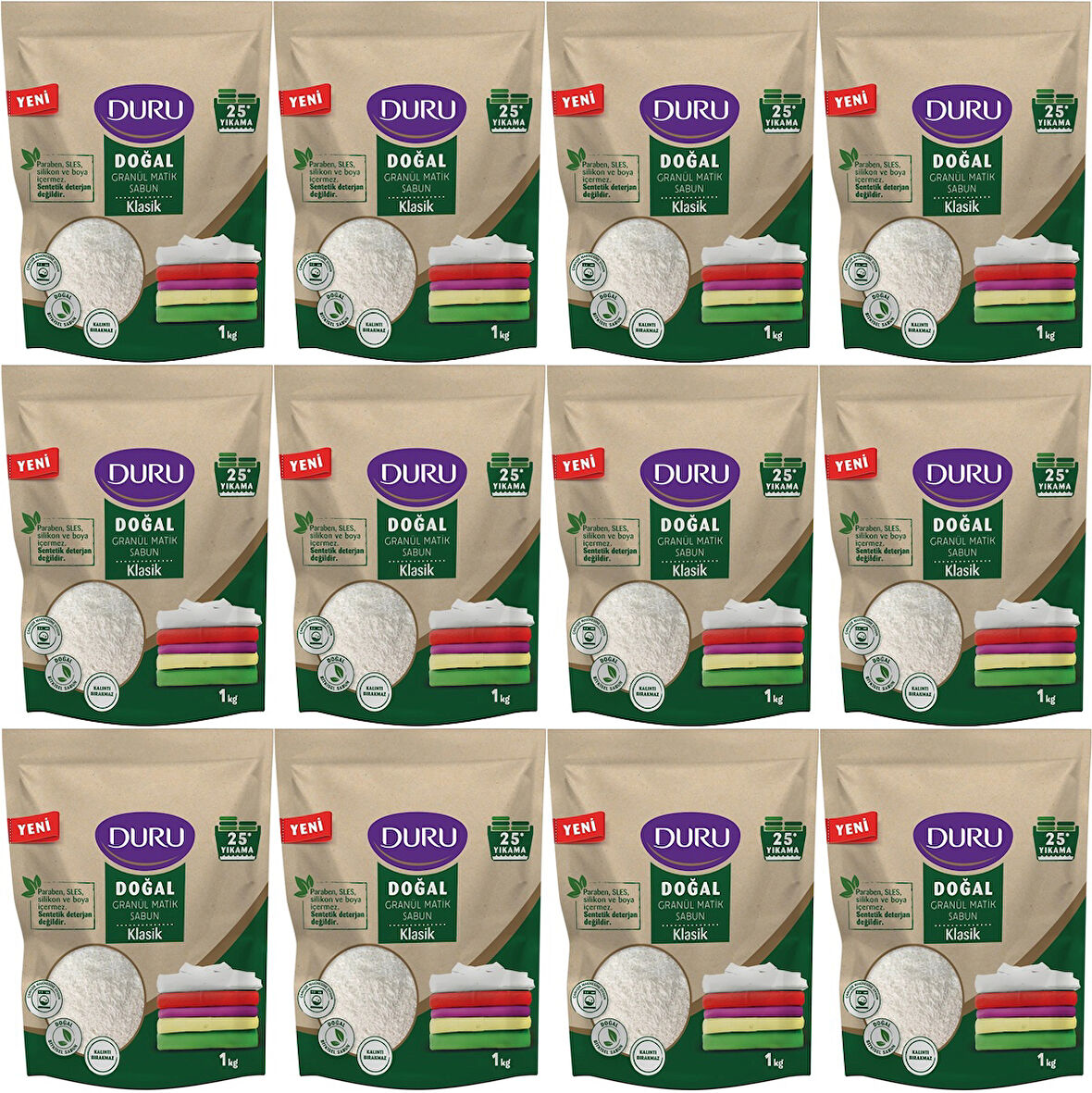 Duru Doğal Granül Matik Sabun Tozu Klasik 12KG (12PK*1) (300 Yıkama)