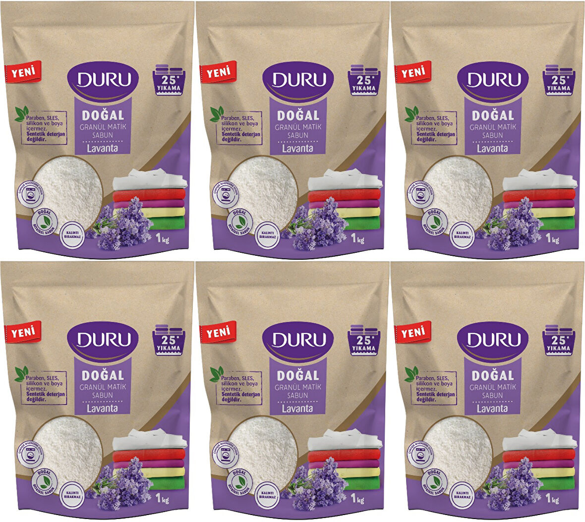 Duru Doğal Granül Matik Sabun Tozu Lavanta 6KG (6PK*1) (150 Yıkama)
