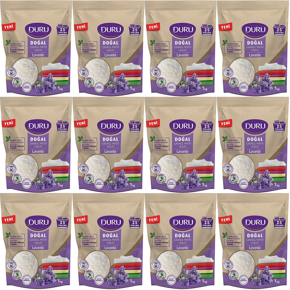 Duru Doğal Granül Matik Sabun Tozu Lavanta 12KG (12PK*1) (300 Yıkama)