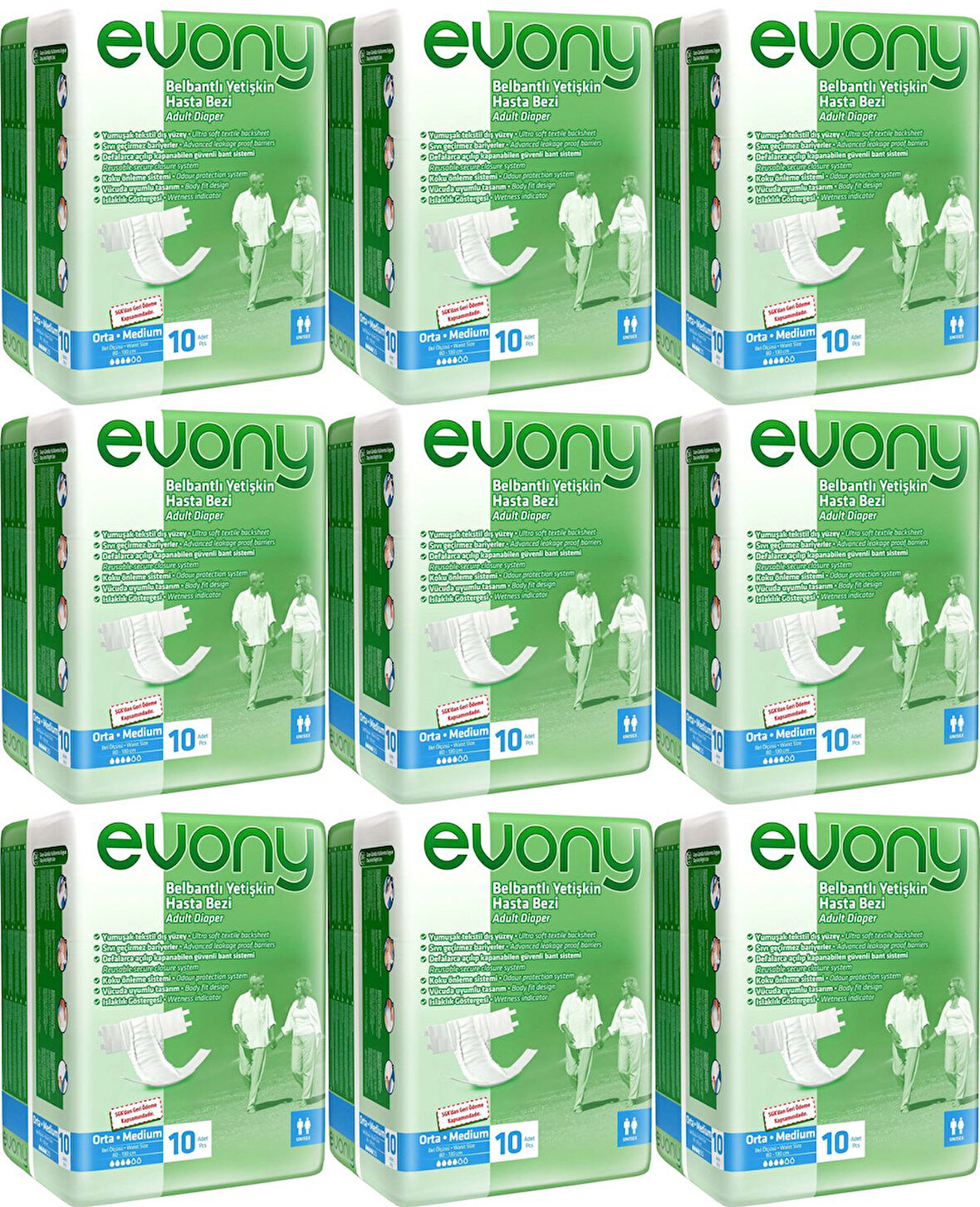 Evony Hasta Bezi Bel Bantlı Ekonomik Pk M - Orta - Medium 90 Adet