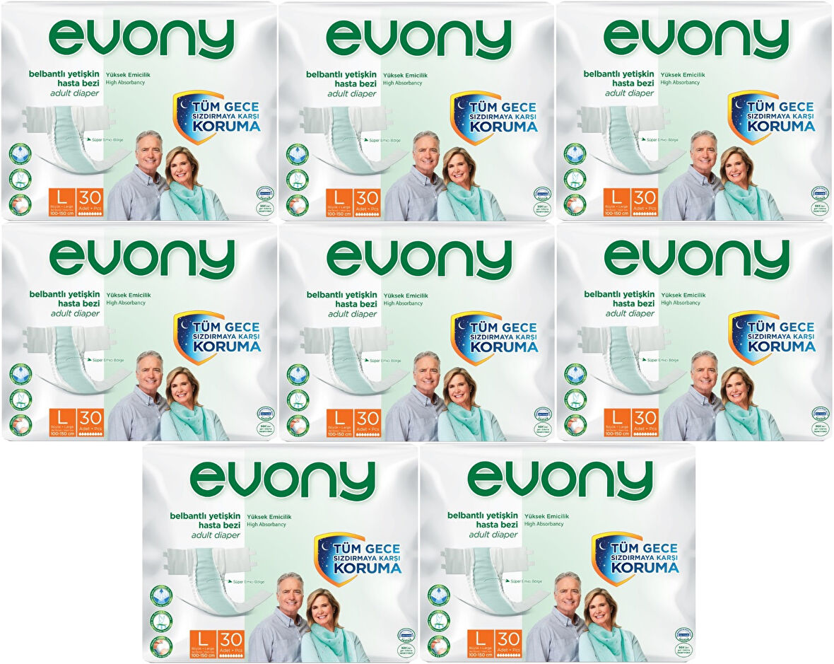 Evony Hasta Bezi Yetişkin Bel Bantlı Tekstil Yüzey L-Büyük 240 Adet (8PK*30)