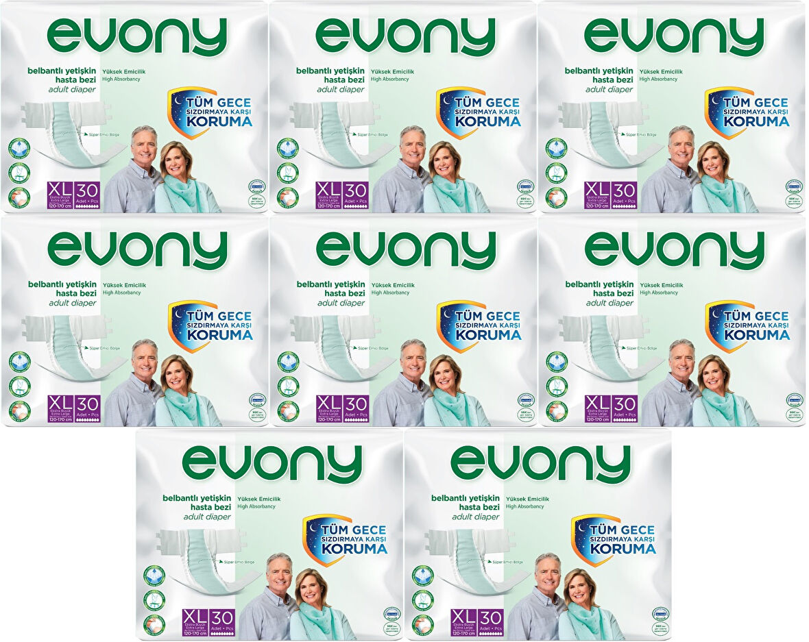 Evony Hasta Bezi Yetişkin Bel Bantlı Tekstil Yüzey Ekstra Büyük (XL) 240 Adet (8PK*30)