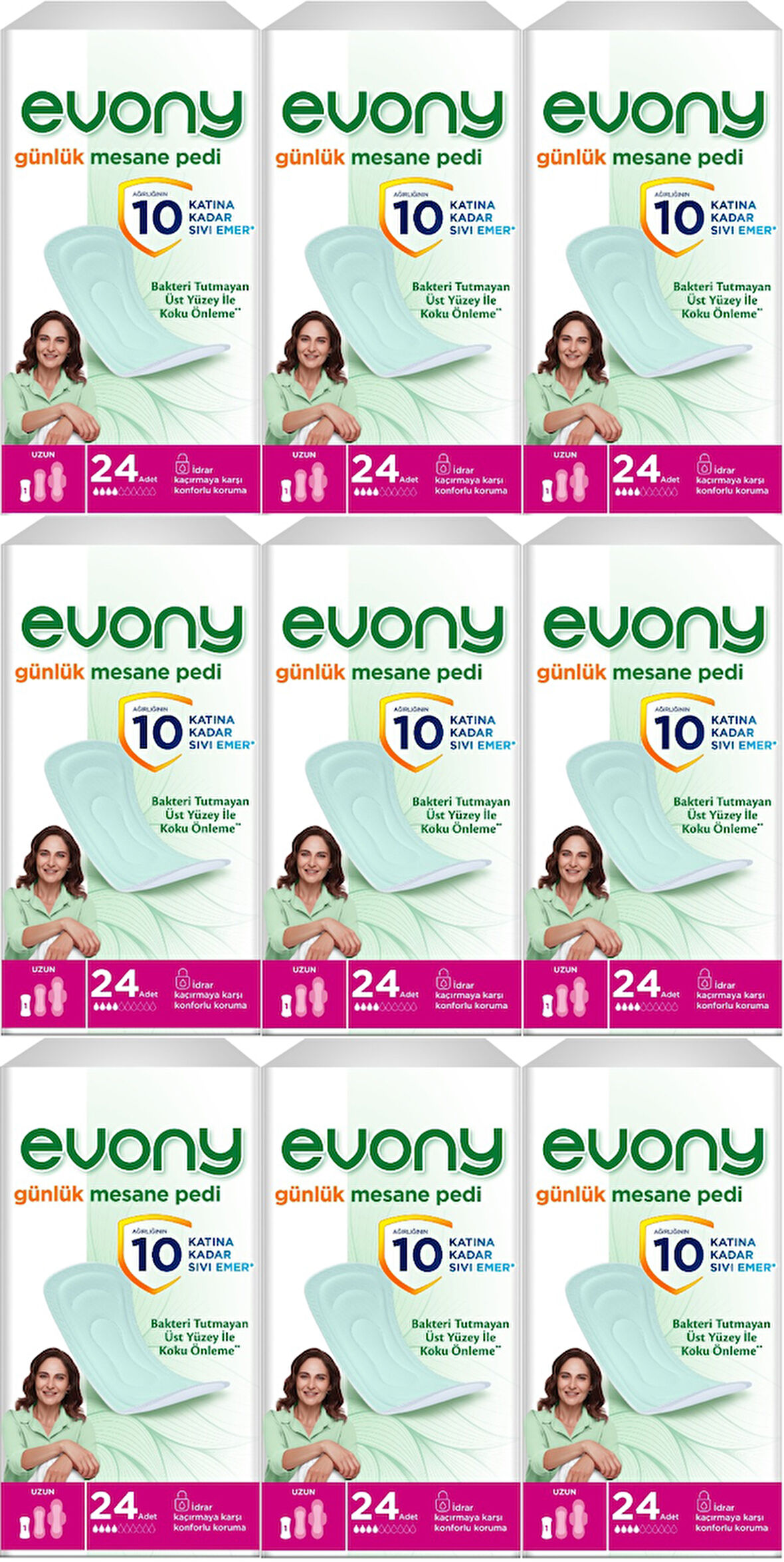 Evony Günlük Mesane Pedi Uzun 216 Adet (9PK*24)