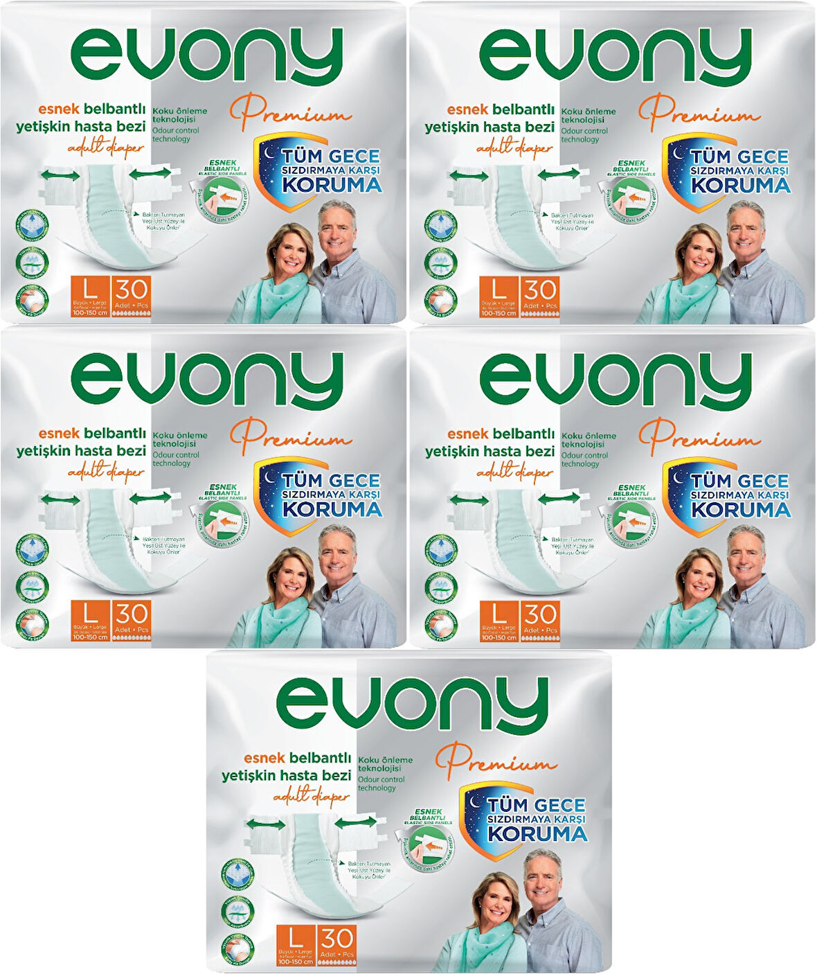 Evony Premium Hasta Bezi Yetişkin Bel Bantlı Tekstil Yüzey L-Büyük 150 Adet