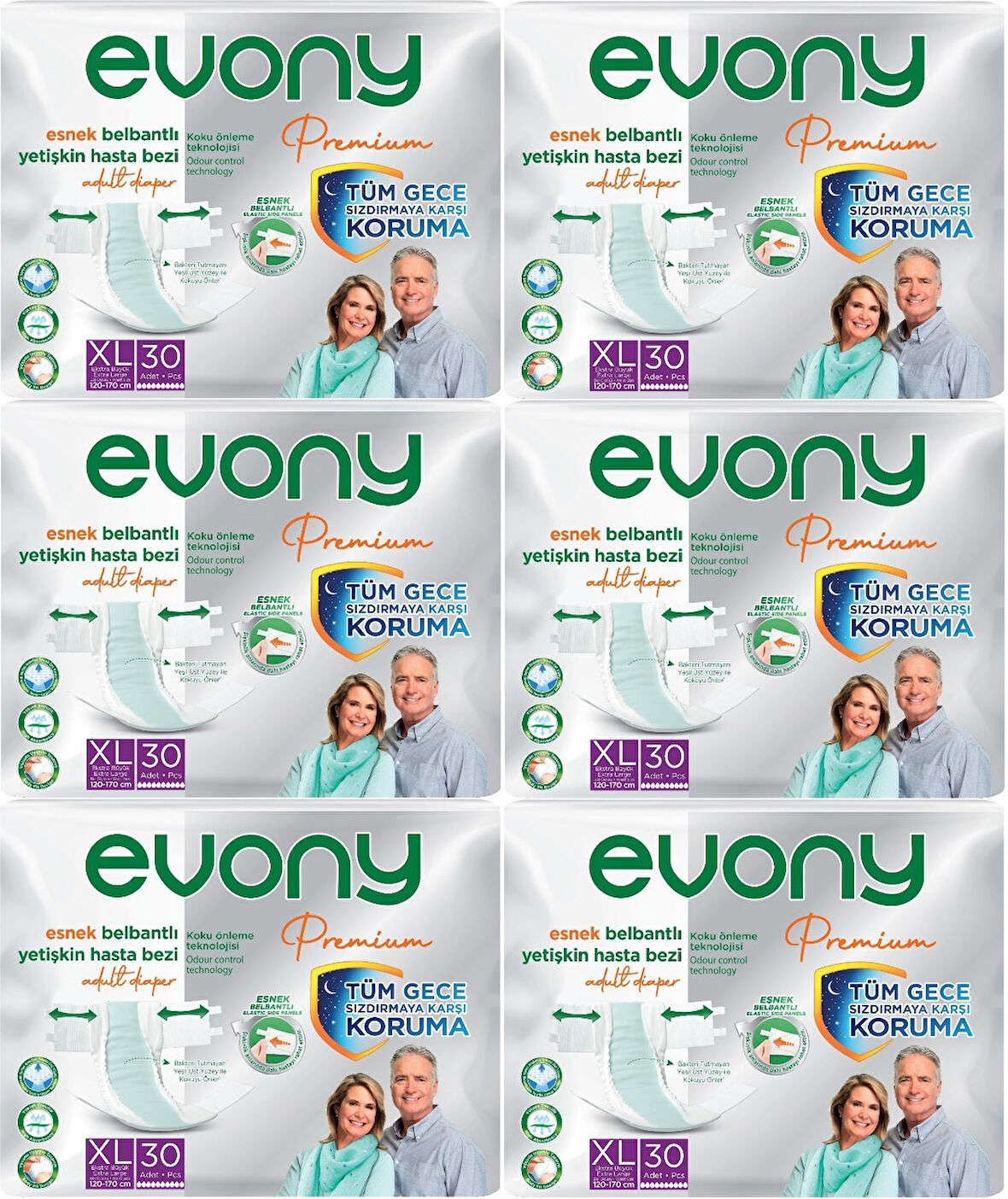 Evony Premium Hasta Bezi Yetişkin Bel Bantlı Tekstil Yüzey Ekstra Büyük (XL) 180 Adet