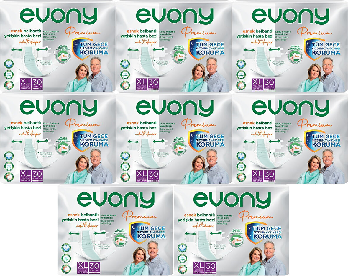 Evony Premium Hasta Bezi Yetişkin Bel Bantlı Tekstil Yüzey Ekstra Büyük (XL) 240 Adet