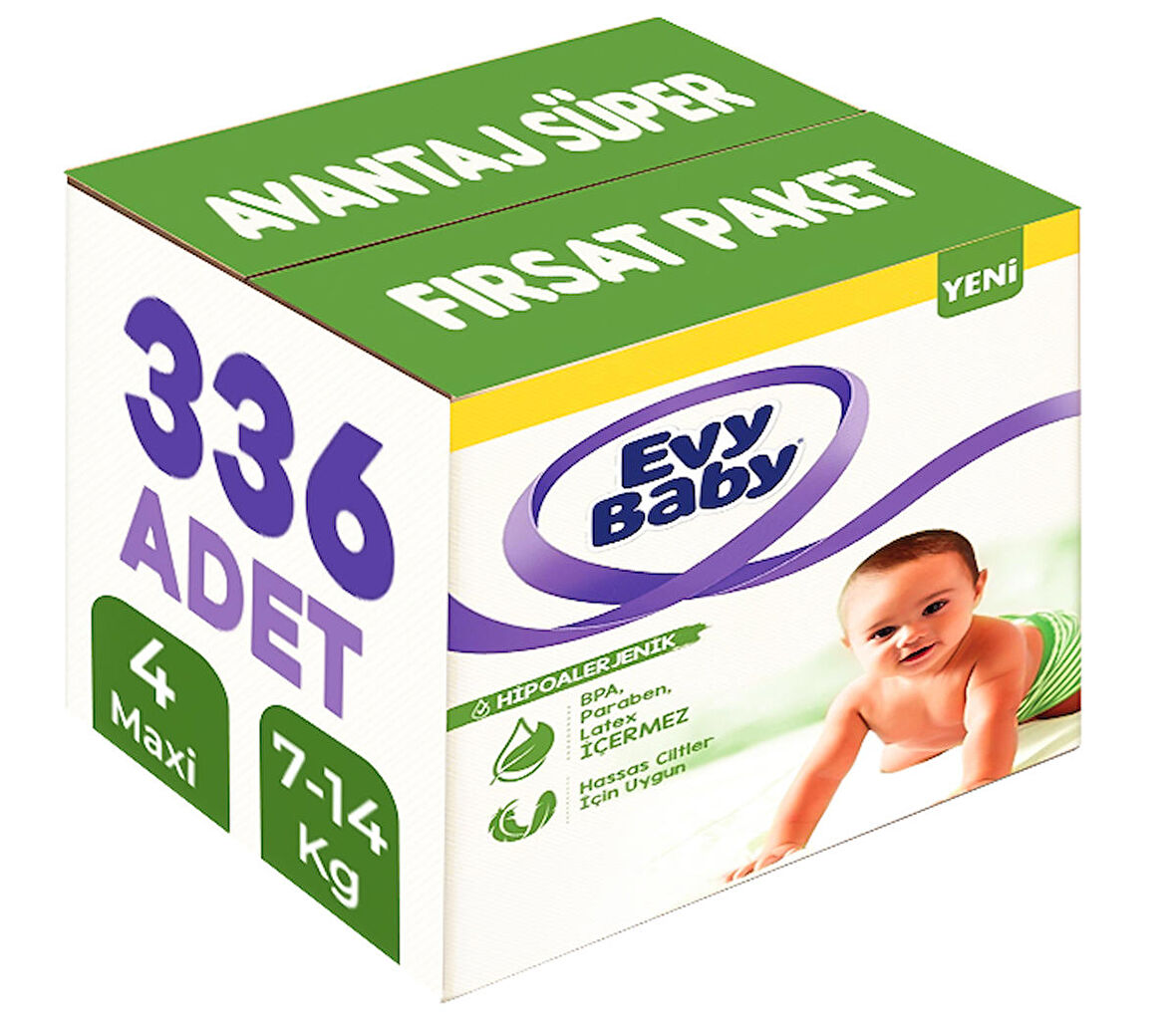 Evy Baby Bebek Bezi Beden:4 (7-14KG) Maxi 336 Adet Avantaj Süper Fırsat Pk