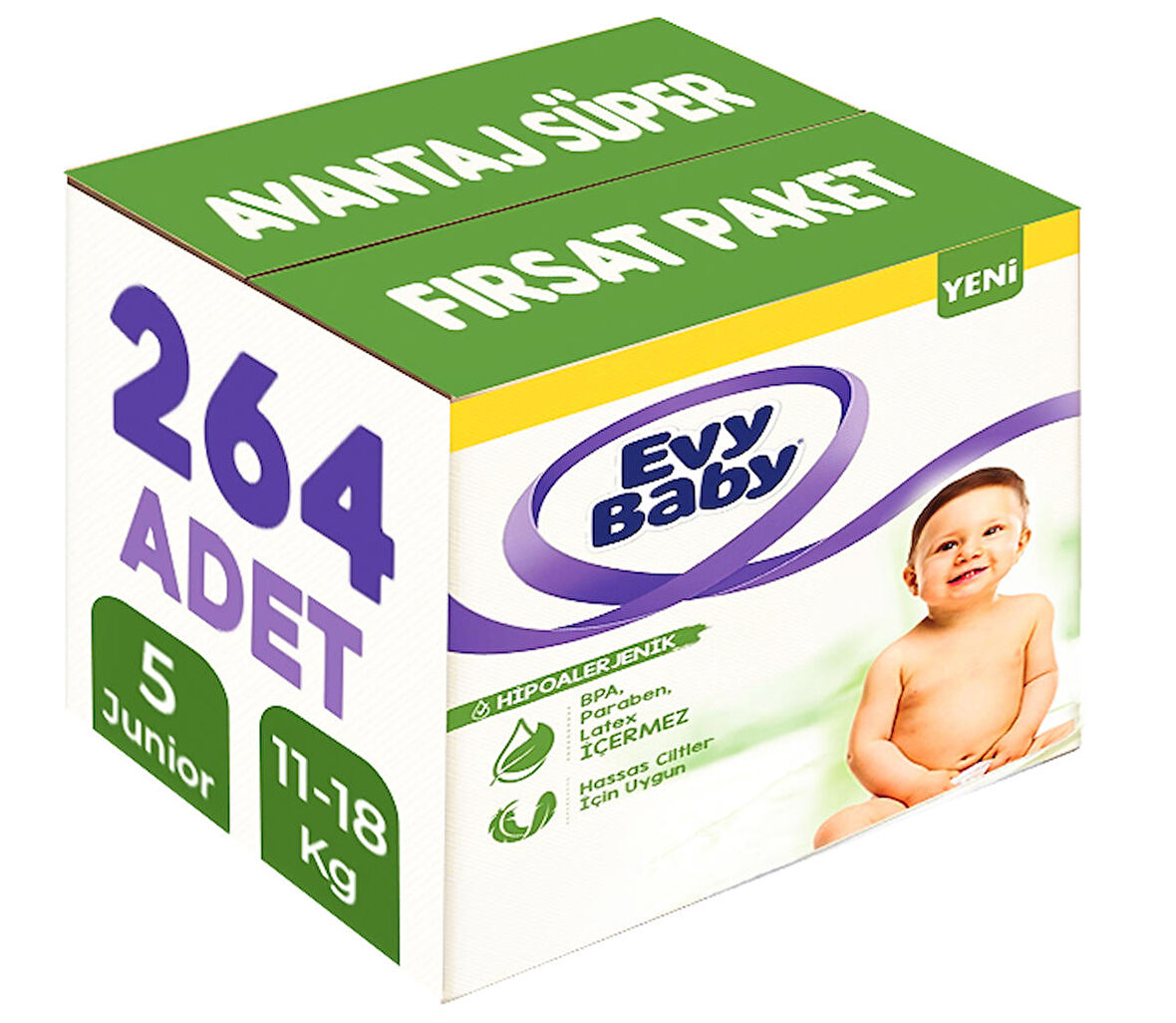 Evy Baby Bebek Bezi Beden:5 (11-18KG) Junior 264 Adet Avantaj Süper Fırsat Pk