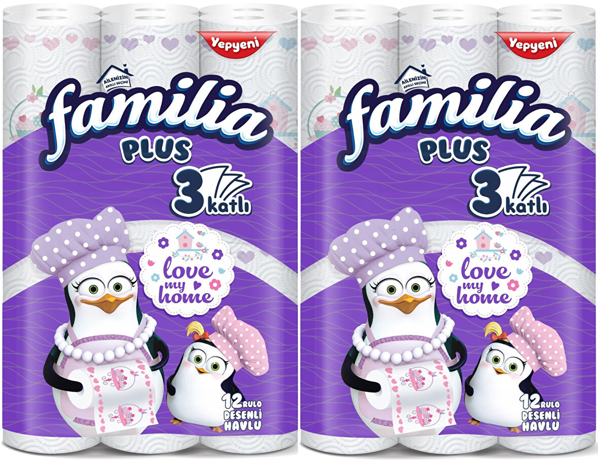 Familia Kağıt Havlu Plus Desenli 24 Lü Pk (3 Katlı) (2Pk*12) Love My Home