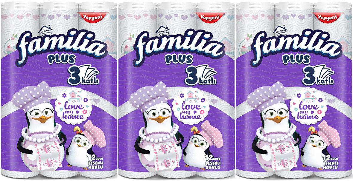 Familia Kağıt Havlu Plus Desenli 36 Lı Pk (3 Katlı) (3Pk*12) Love My Home