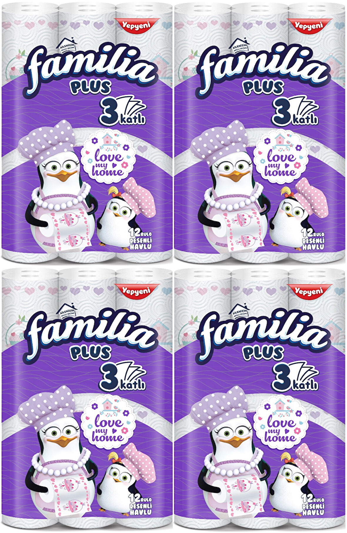 Familia Kağıt Havlu Plus Desenli 48 Li Pk (3 Katlı) (4Pk*12) Love My Home