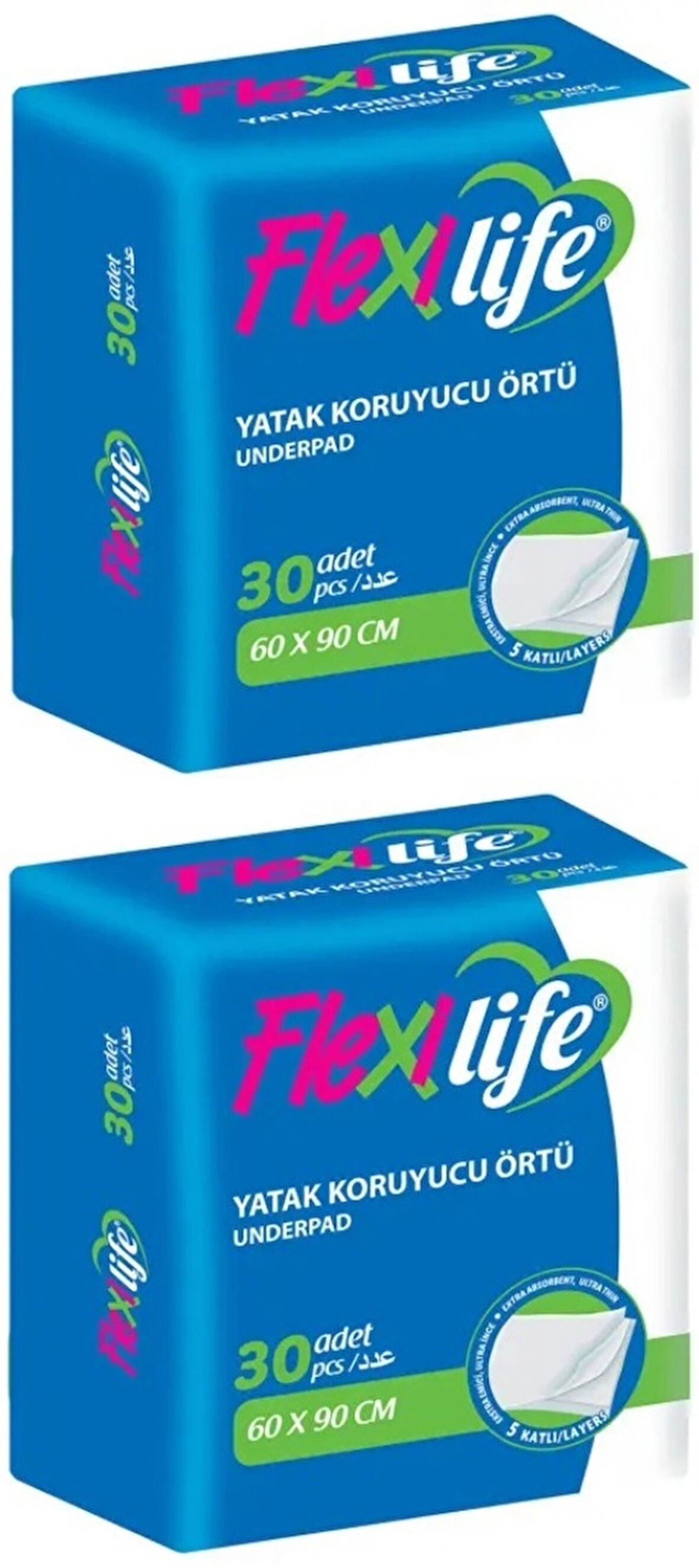 Flexi Life Hasta Alt Açma Yatak Koruyucu Örtü 60*90CM Klasik 60 Adet (2Pk*30)