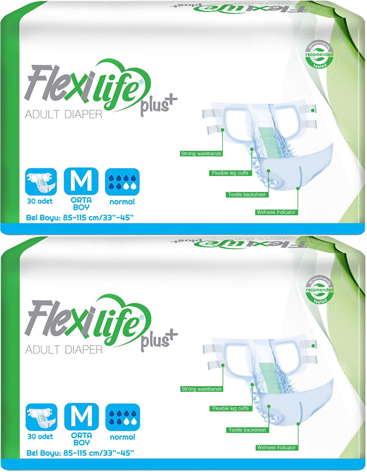 Flexi Life Yetişkin Hasta Bezi Bel Bantlı Tekstil Yüzeyli Medium Orta 60 Adet
