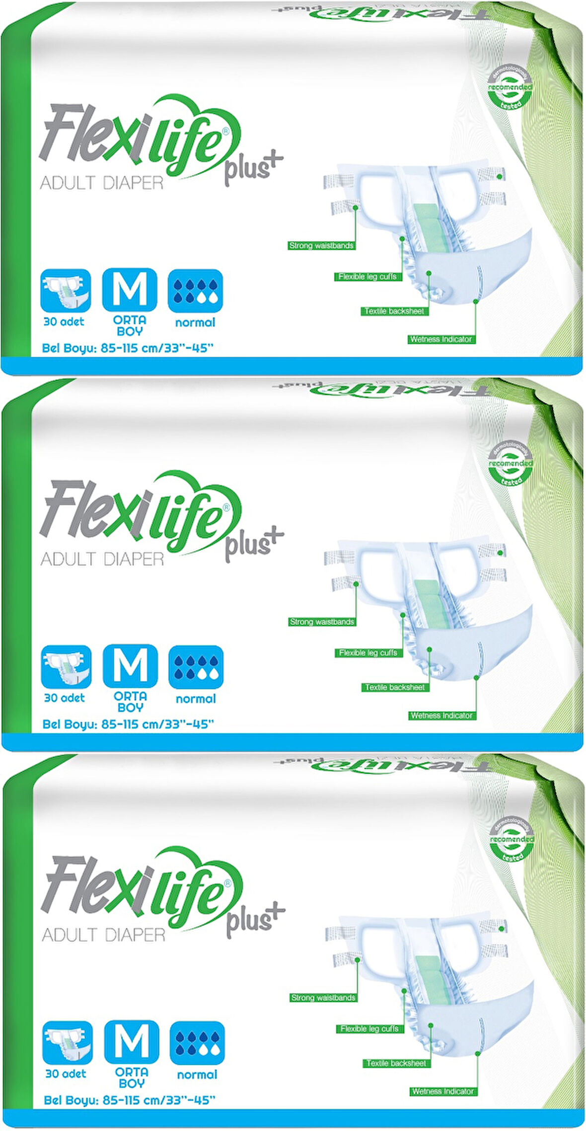 Flexi Life Yetişkin Hasta Bezi Bel Bantlı Tekstil Yüzeyli Medium Orta 90 Adet