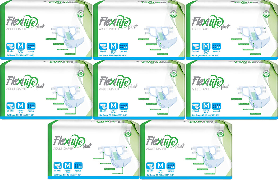 Flexi Life Yetişkin Hasta Bezi Bel Bantlı Tekstil Yüzeyli Medium Orta 240 Adet