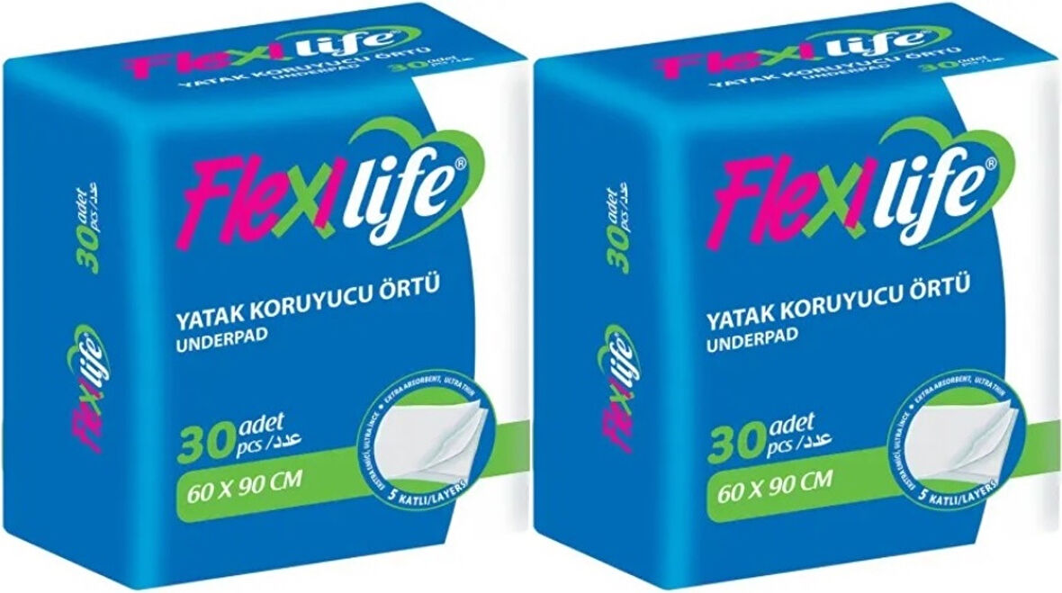 Flexi Life Kedi - Köpek - Evcil Hayvan Çiş Tuvalet Eğitim Pedi 60*90CM 60 Adet (2PK*30)