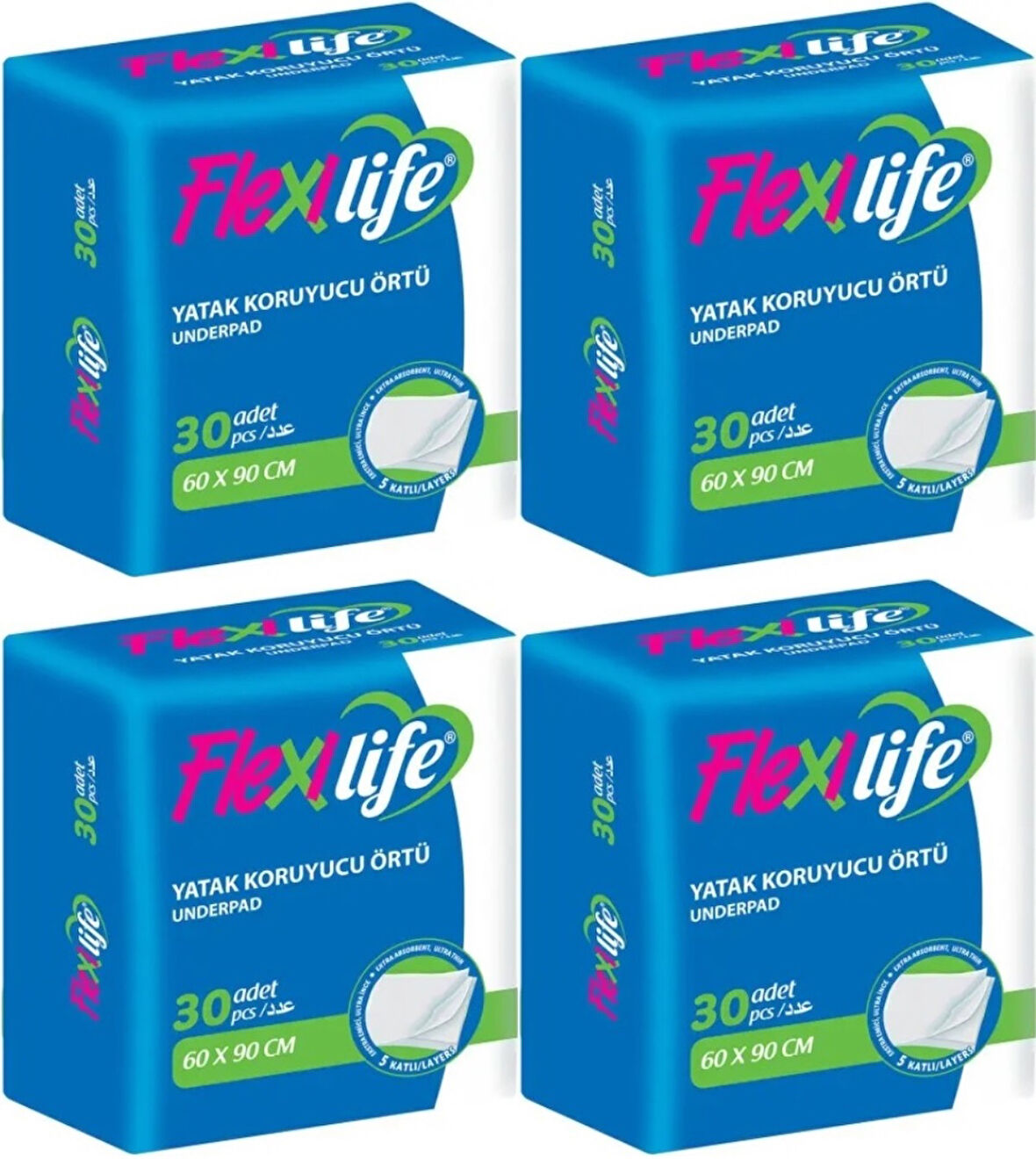 Flexi Life Kedi - Köpek - Evcil Hayvan Çiş Tuvalet Eğitim Pedi 60*90CM 120 Adet (4PK*30)