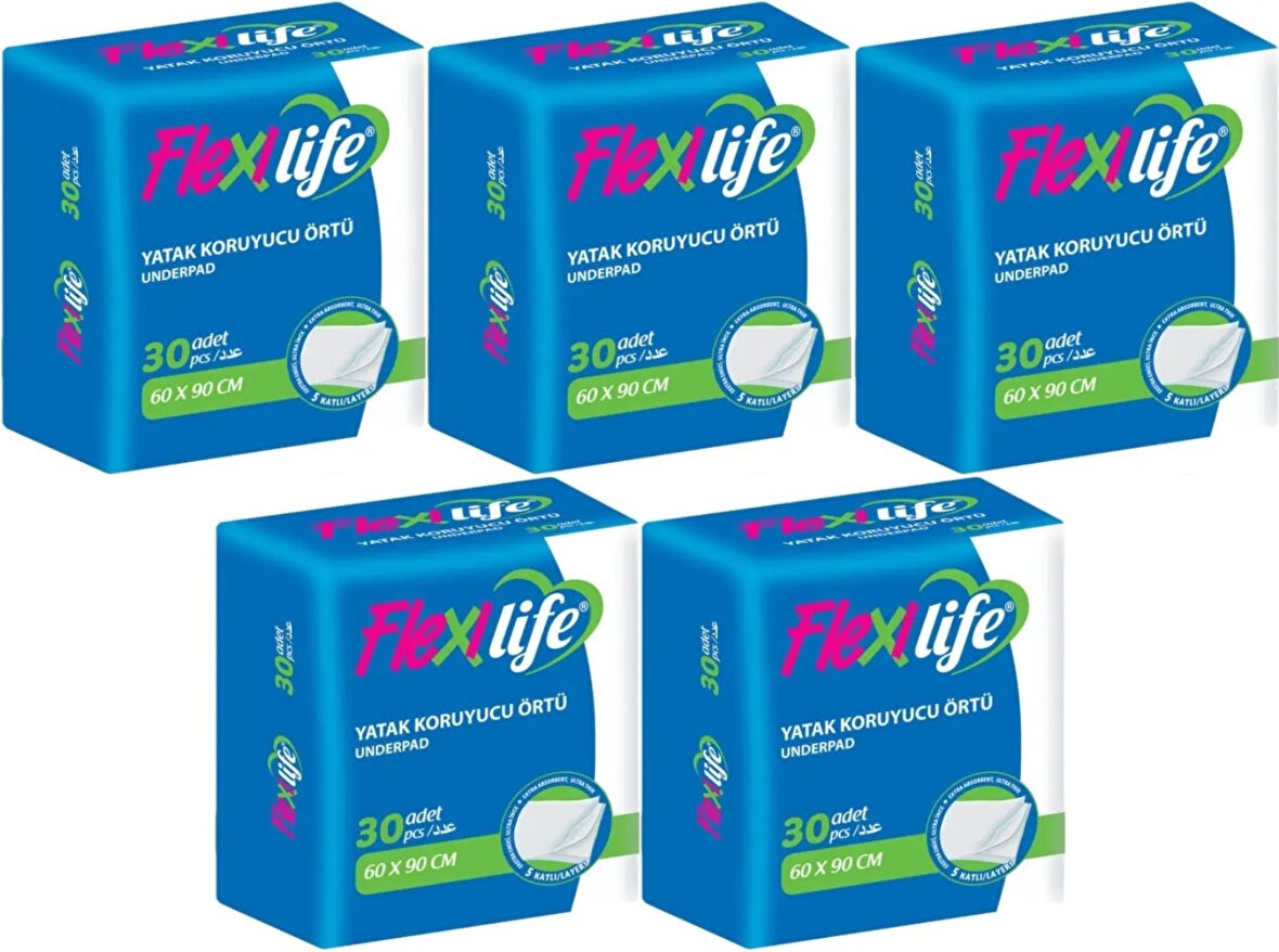Flexi Life Kedi - Köpek - Evcil Hayvan Çiş Tuvalet Eğitim Pedi 60*90CM 150 Adet (5PK*30)