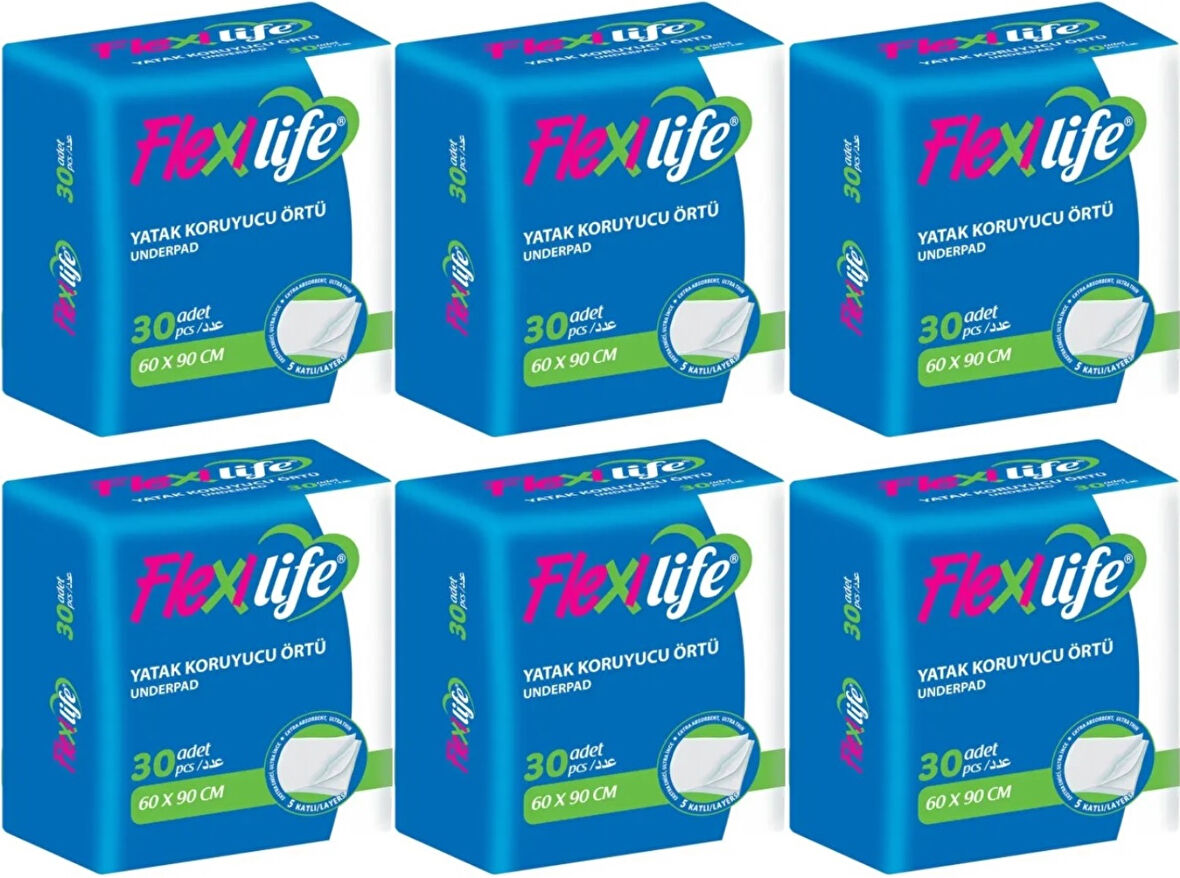 Flexi Life Kedi - Köpek - Evcil Hayvan Çiş Tuvalet Eğitim Pedi 60*90CM 180 Adet (6PK*30)
