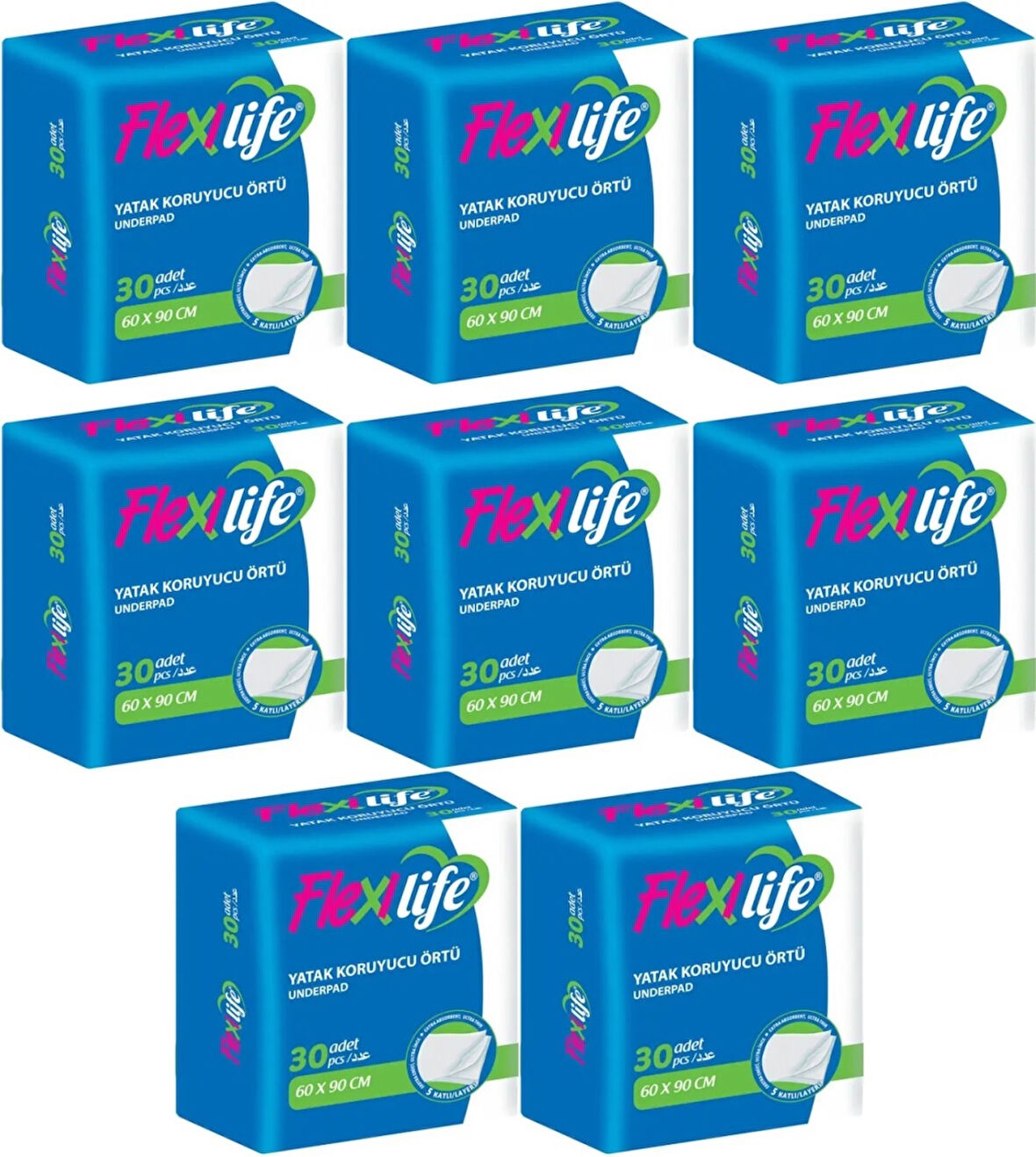 Flexi Life Kedi - Köpek - Evcil Hayvan Çiş Tuvalet Eğitim Pedi 60*90CM 240 Adet (8PK*30)