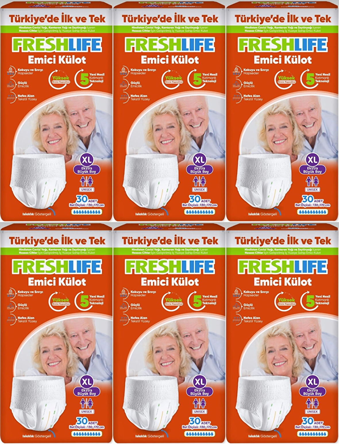 FreshLife Emici Külot Hasta Bezi XL Ekstra Büyük 180 Adet (6PK*30)