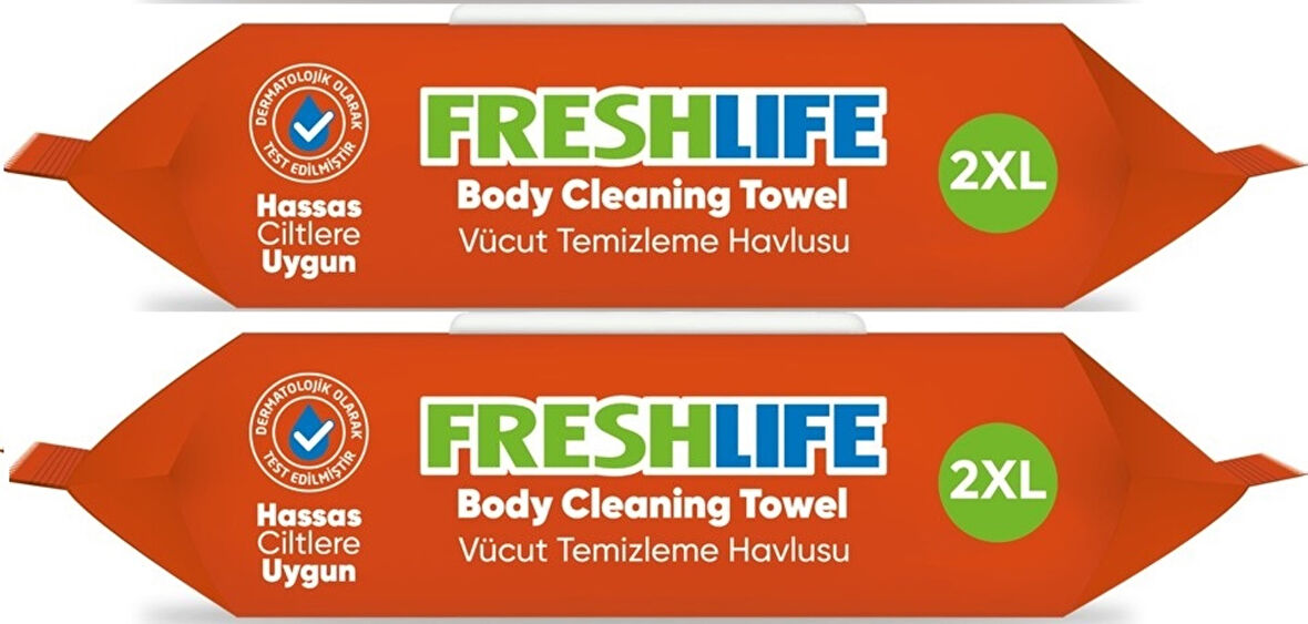 Freshlife Hasta Vücut Temizleme Islak Mendil Havlu 50 Yaprak XL (2 Li Set)