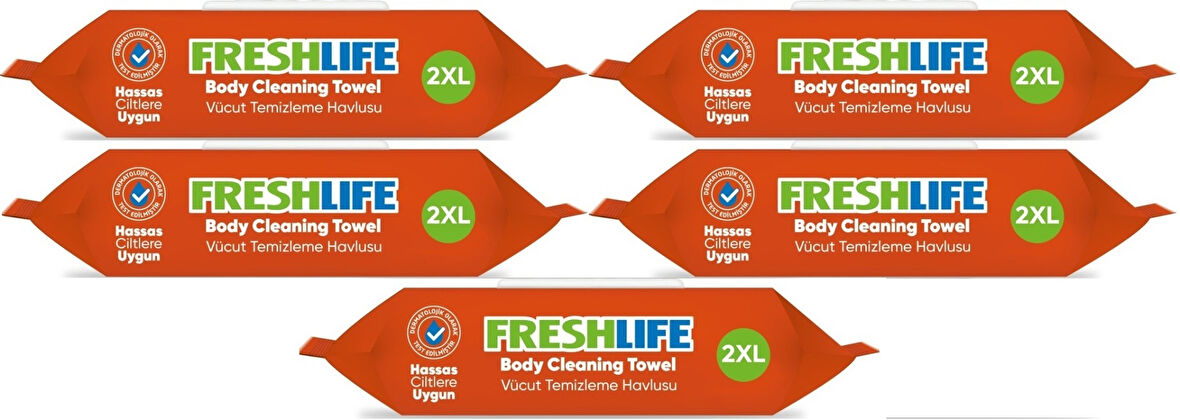 Freshlife Hasta Vücut Temizleme Islak Mendil Havlu 50 Yaprak XL (5 Li Set)