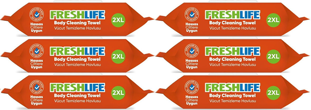 Freshlife Hasta Vücut Temizleme Islak Mendil Havlu 50 Yaprak XL (6 Lı Set)