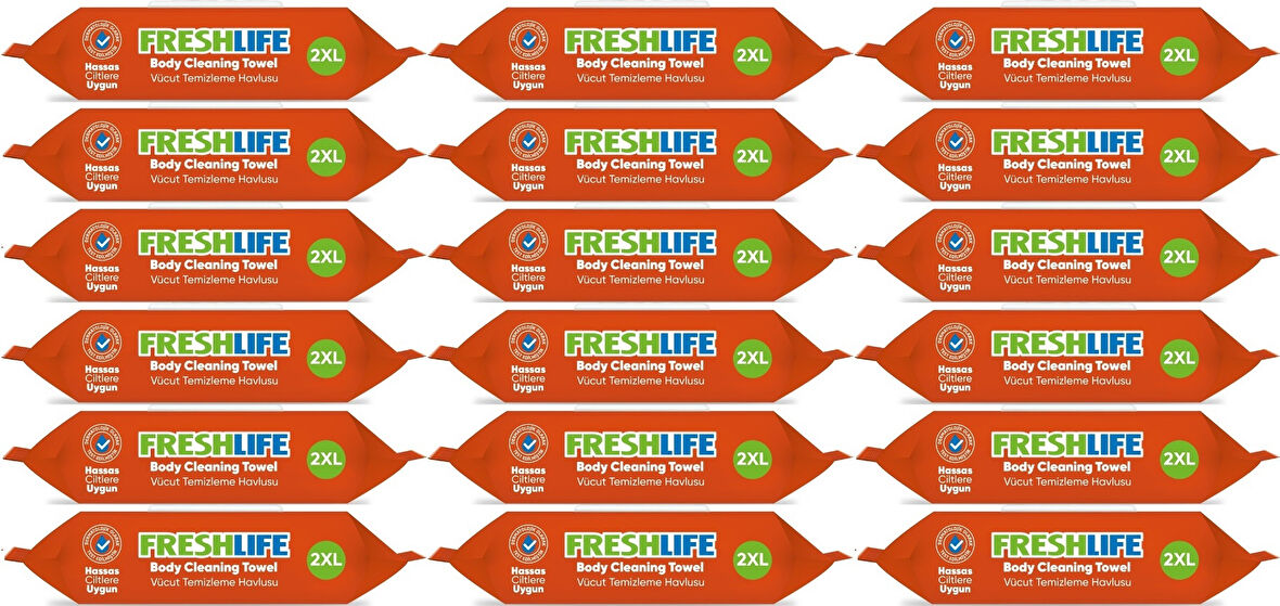 Freshlife Hasta Vücut Temizleme Islak Mendil Havlu 50 Yaprak XL (18 Li Set)