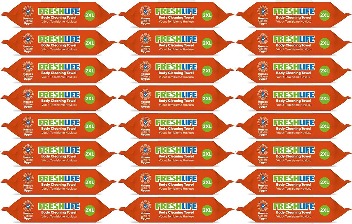 Freshlife Hasta Vücut Temizleme Islak Mendil Havlu 50 Yaprak XL (24 Lü Set)
