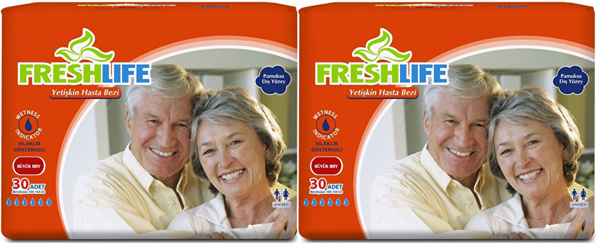 FreshLife Yetişkin Hasta Bezi Bel Bantlı L - Large - Büyük 60 Adet (2PK*30)