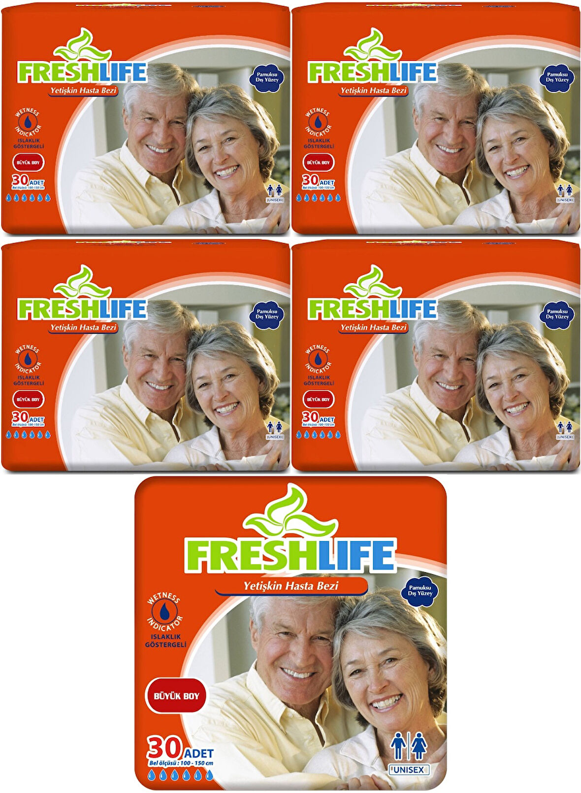 FreshLife Yetişkin Hasta Bezi Bel Bantlı L - Large - Büyük 150 Adet (5PK*30)