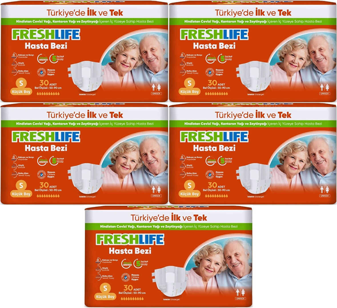 FreshLife Yetişkin Hasta Bezi Bel Bantlı S - Küçük - Small 150 Adet (5PK*30)