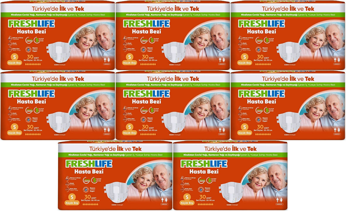 FreshLife Yetişkin Hasta Bezi Bel Bantlı S - Küçük - Small 240 Adet (8PK*30)