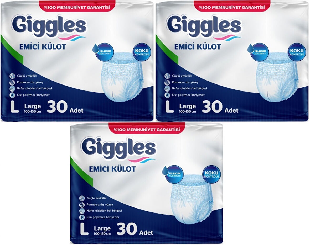 Giggles Hasta Bezi Yetişkin Emici Külot L-Büyük 90 Adet (3Pk*30)