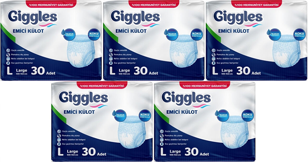 Giggles Hasta Bezi Yetişkin Emici Külot L-Büyük 150 Adet (5Pk*30)