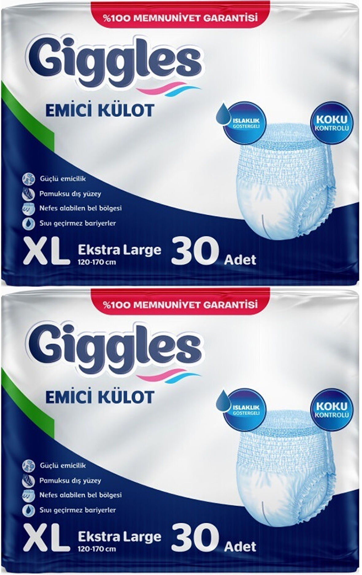 Giggles Hasta Bezi Yetişkin Emici Külot Ekstra Büyük (XL) 60 Adet (2Pk*30)