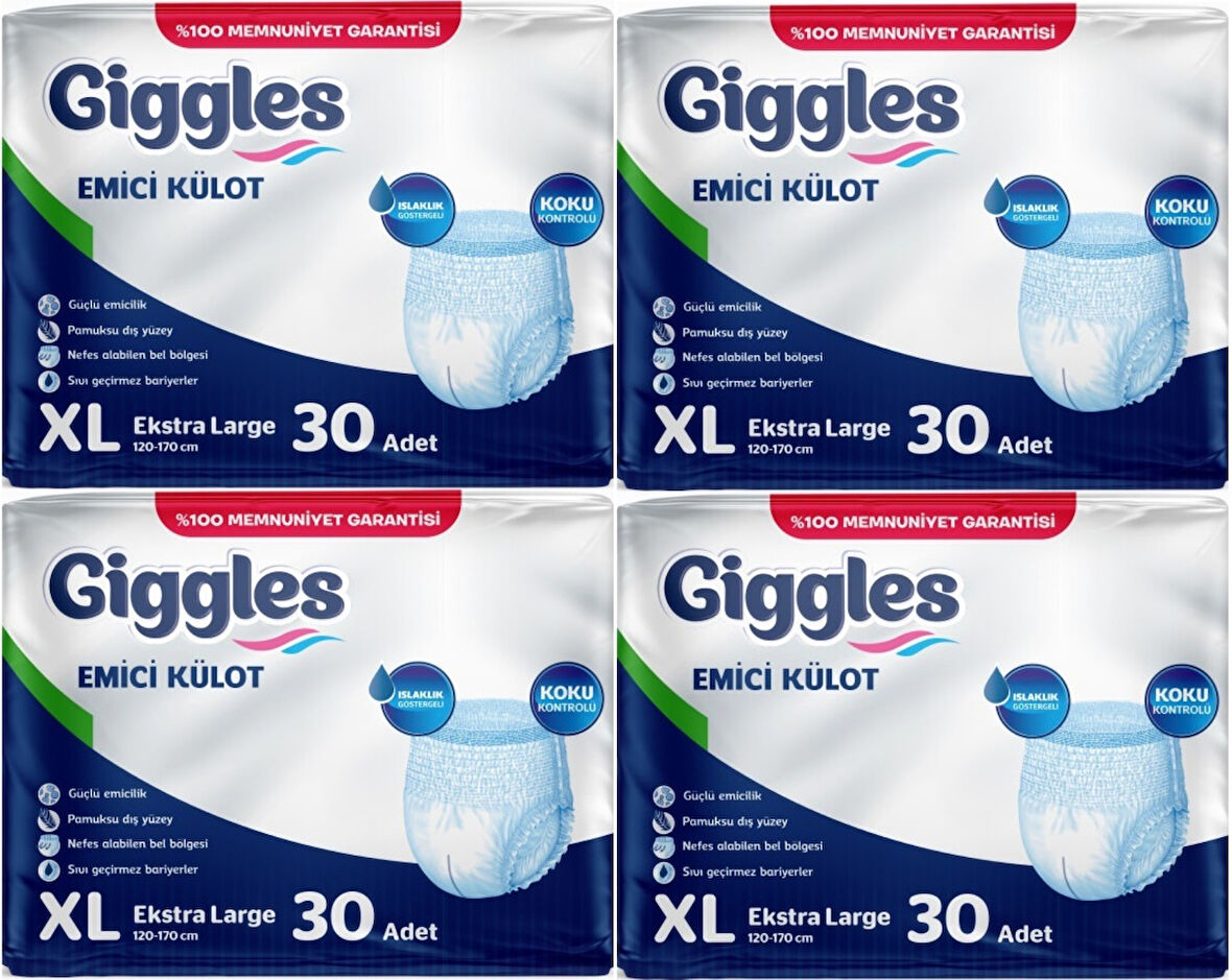 Giggles Hasta Bezi Yetişkin Emici Külot Ekstra Büyük (XL) 120 Adet (4Pk*30)