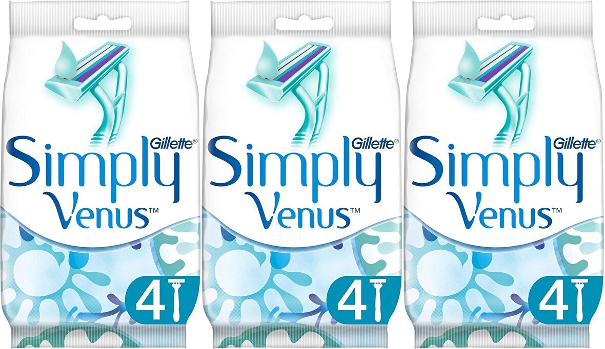 Gillette Simply Venus 2 Kullan At Kadın Tıraş Bıçağı 12 Li Set (3PK*4)