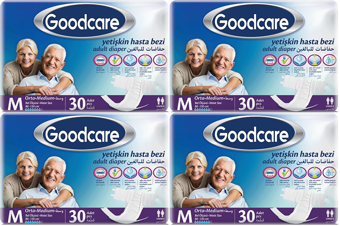 Goodcare Hasta Bezi Yetişkin Bel Bantlı Tekstil Yüzey M Medium - Orta 120 Adet (4PK*30)