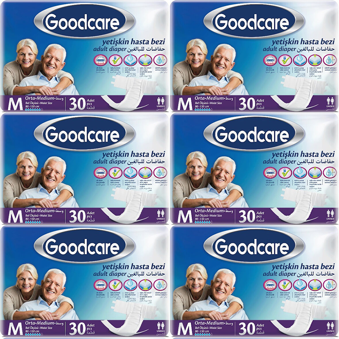 Goodcare Hasta Bezi Yetişkin Bel Bantlı Tekstil Yüzey M Medium - Orta 180 Adet (6PK*30)